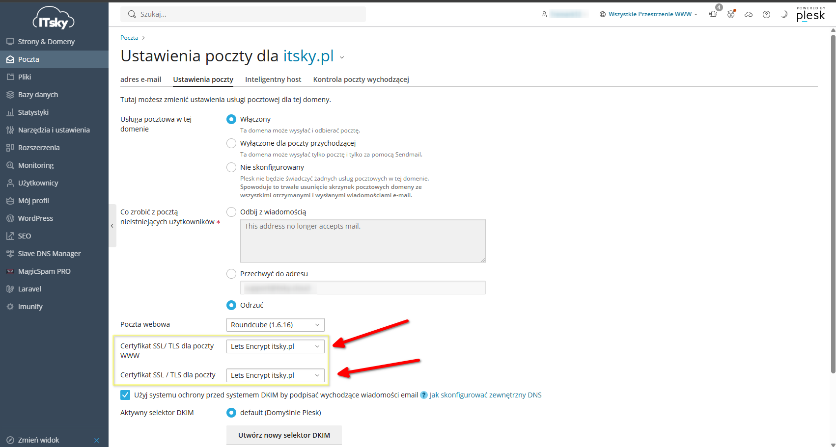 Wyb&oacute;r certyfikatu SSL dla poczty